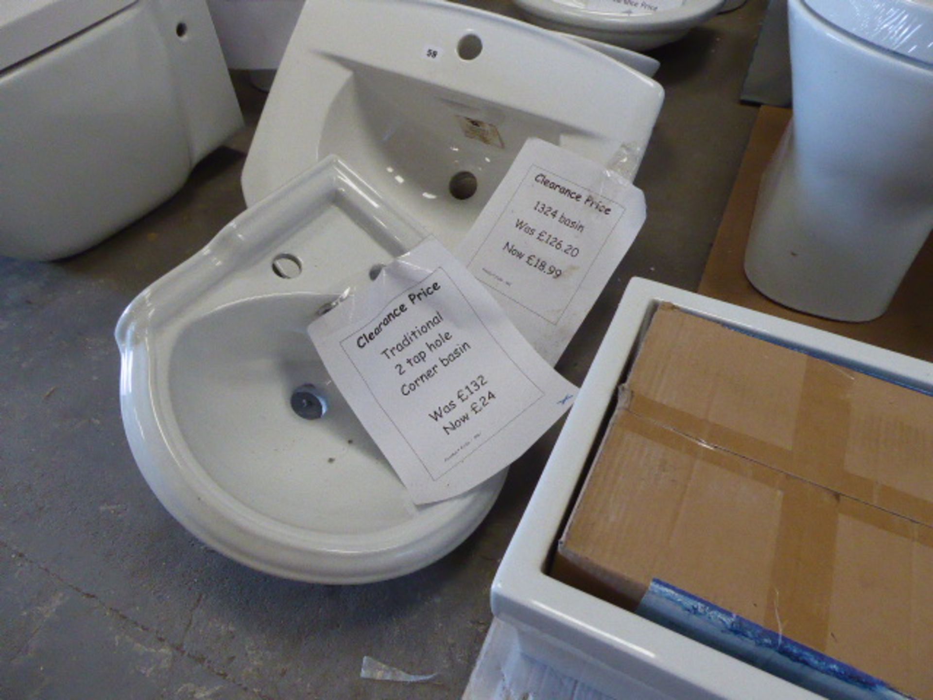 6 assorted hand basins including Carla semi recessed, Emily basin and traditional 2 tap hole - Image 2 of 3