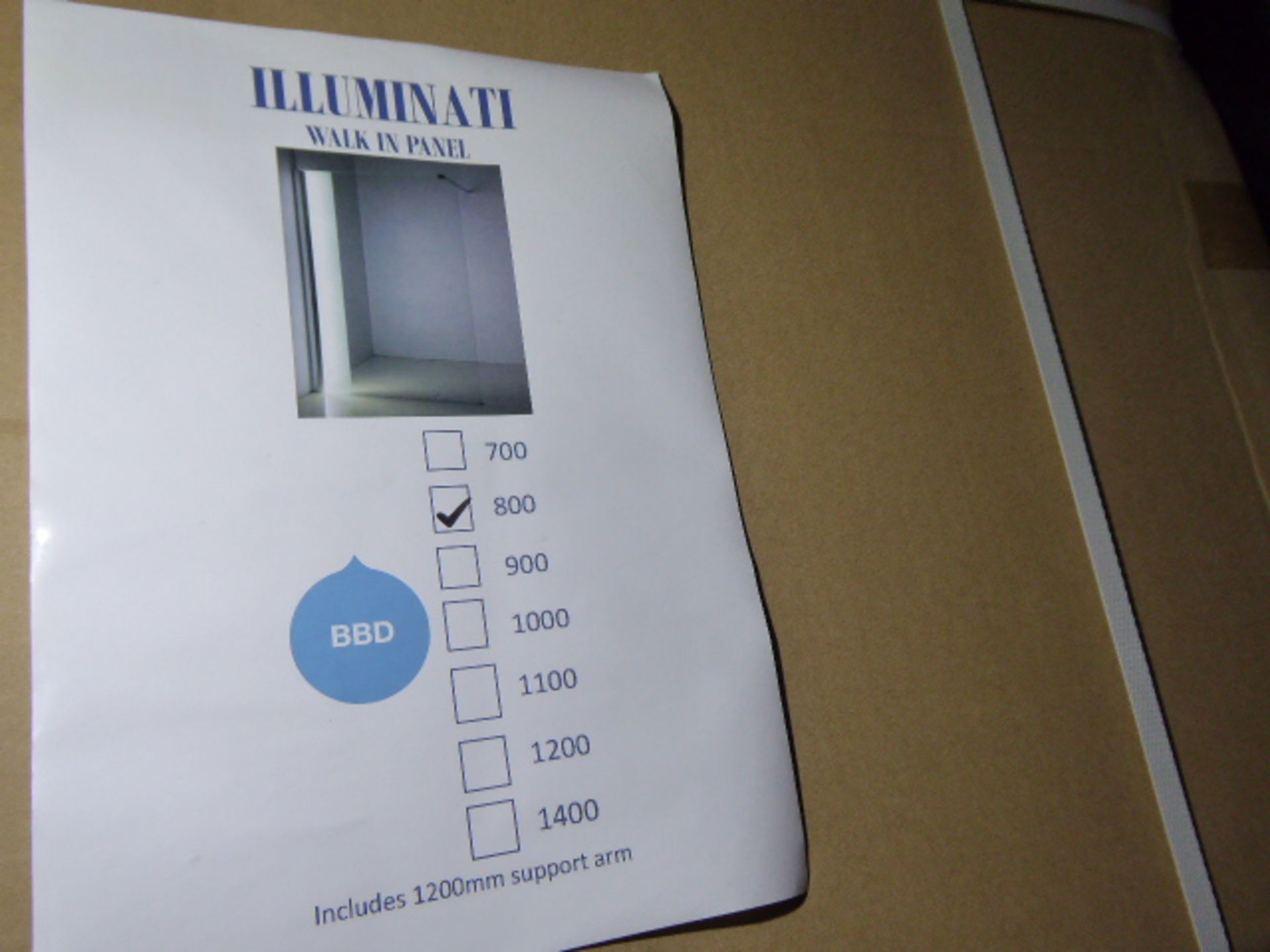 3 800mm Illuminati walk in shower panels