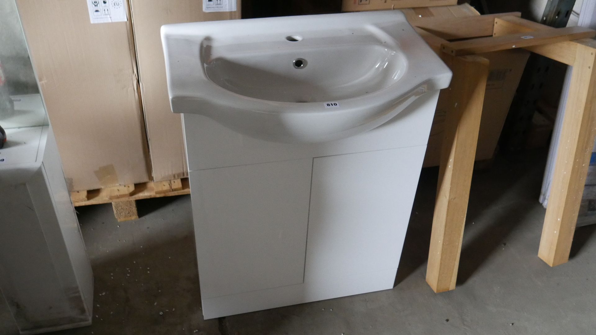 6 Mars 65cm high gloss white vanity units with matching one tap hole basins