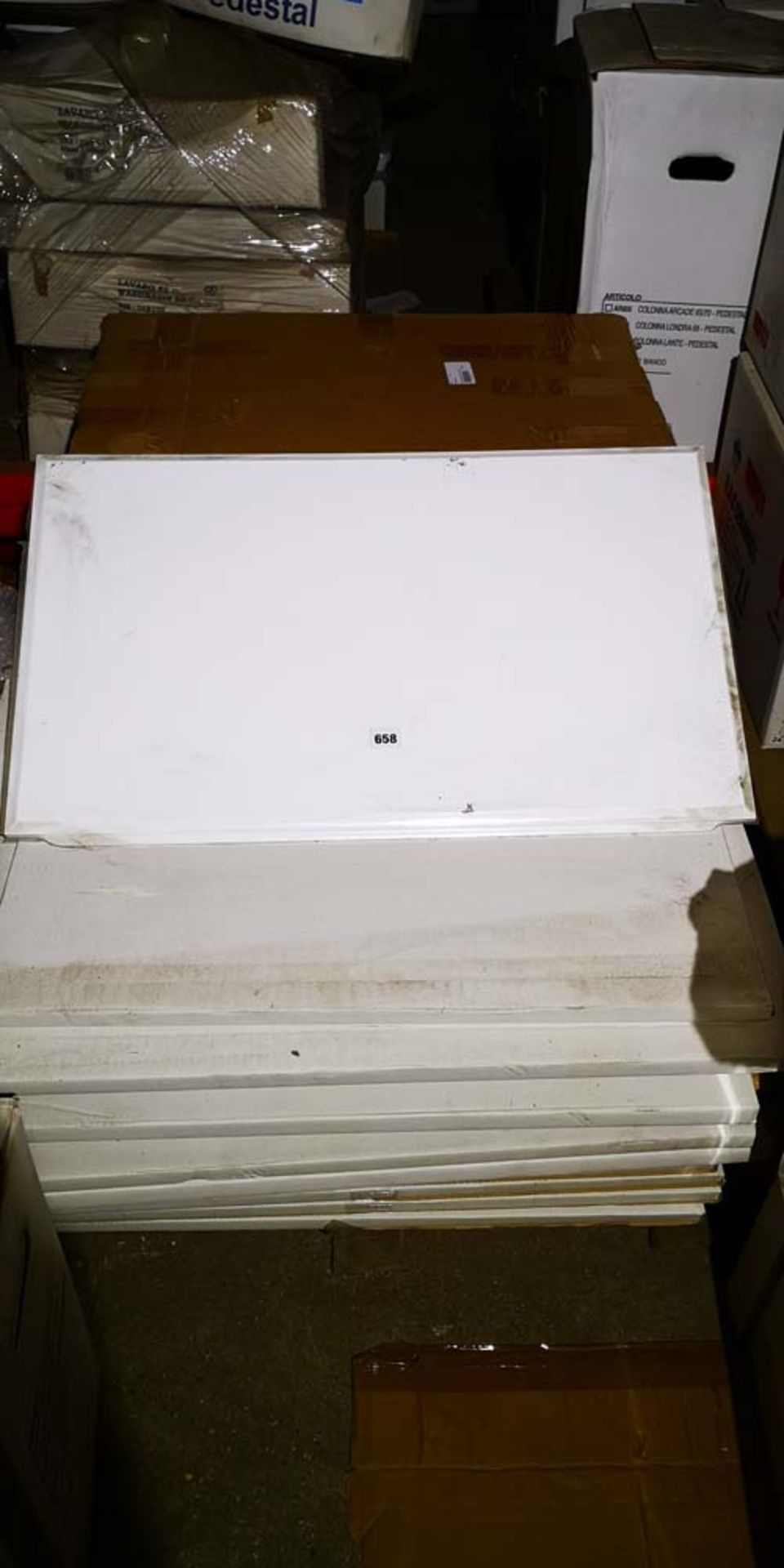 Quantity of wooden white gloss 2 piece end panels (approximately 22)