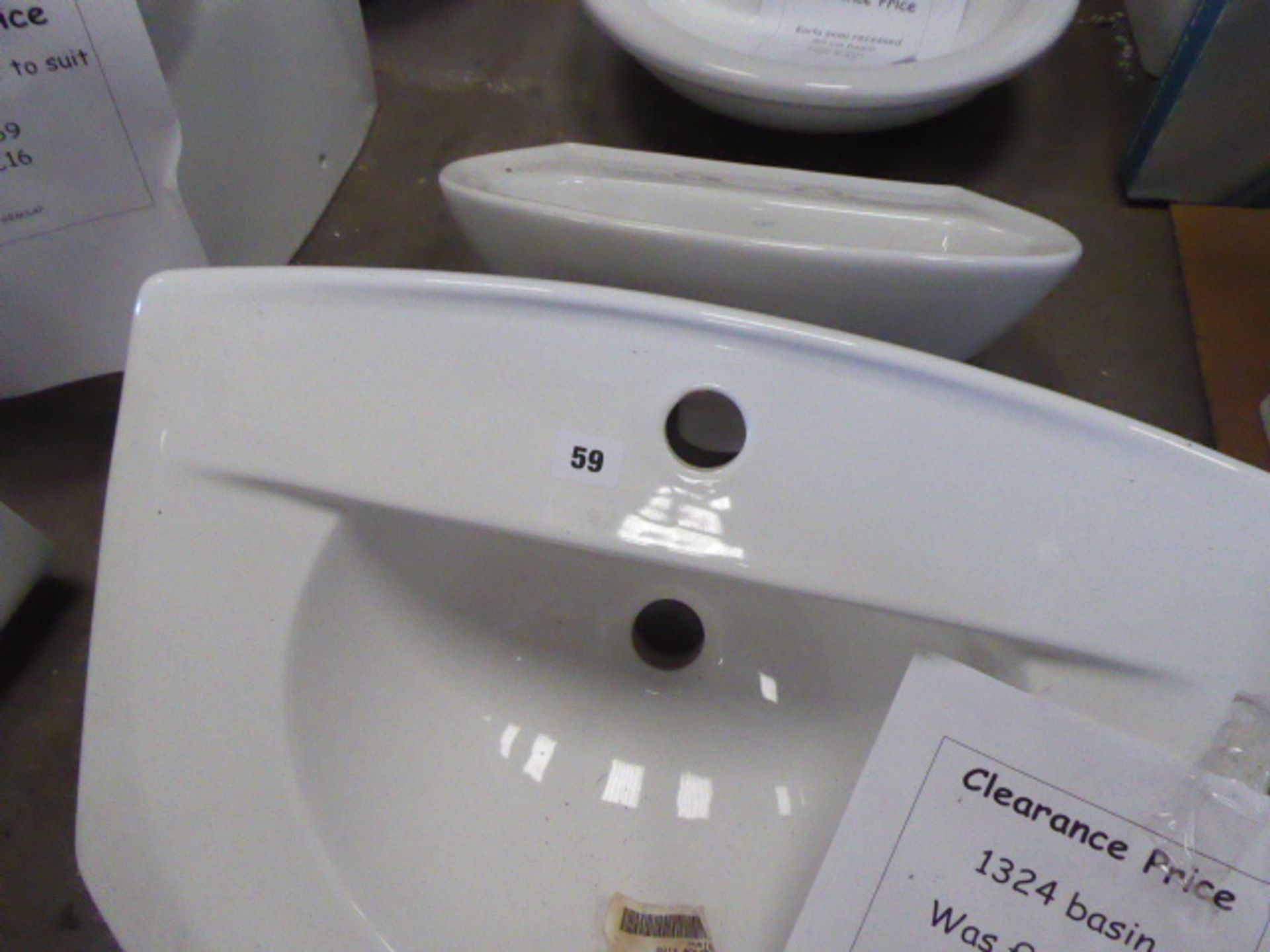 6 assorted hand basins including Carla semi recessed, Emily basin and traditional 2 tap hole