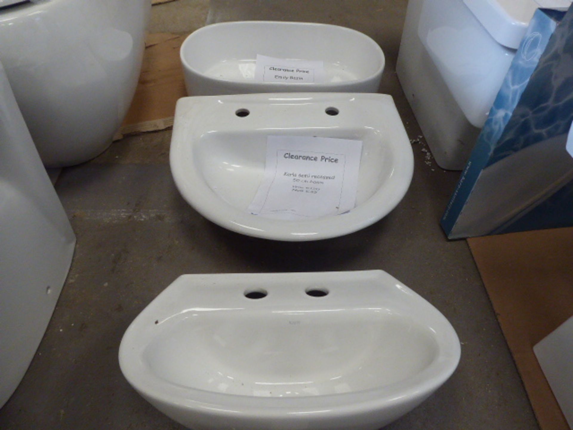 6 assorted hand basins including Carla semi recessed, Emily basin and traditional 2 tap hole - Image 3 of 3