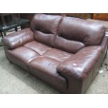 (2058) Brown leatherette upholstered 2 seater sofa
