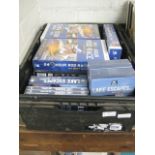 Crate of fishing themed DVDs