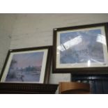 2 framed and glazed European prints