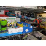 Shelf of various childrens toys