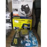 2 12v tyre inflator with Deltran battery charger and maintainer