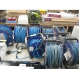 10 various blue cable reels