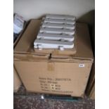 Box containing 20 sets of white plastic border edging fencing