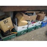 5 crates of mixed household goods incl. picnic basket, toys, games, DVDs, etc.