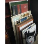 Quantity of large canvases, framed pictures and prints