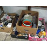 4 boxes of various homewares incl. glass, toys, etc.