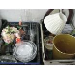 2 crates of mixed housewares and glassware incl. digital alarm clock, blood pressure monitor, ship