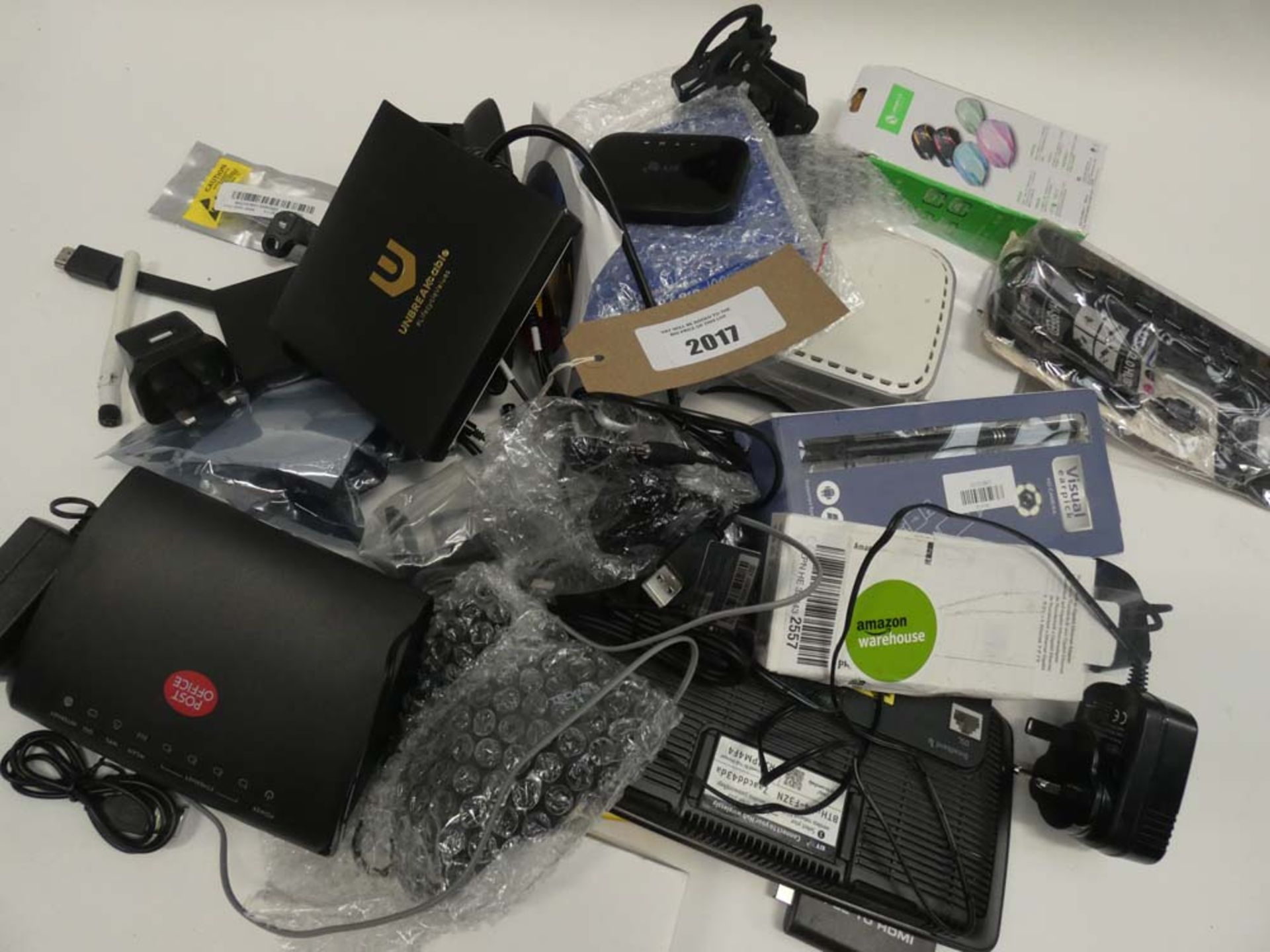 Bag containing quantity of various electrical related accessories; routers, adapters etc