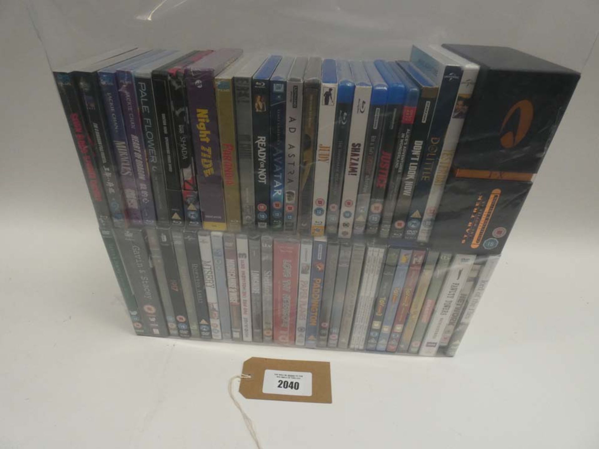 Bag containing quantity of DVD and Blu-Ray films/boxsets