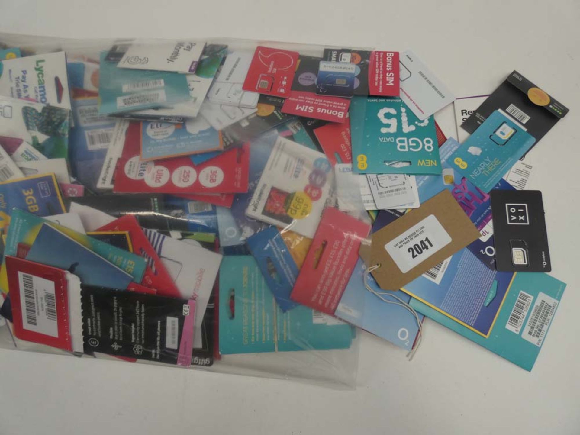 Bag containing quantity of various SIM cards