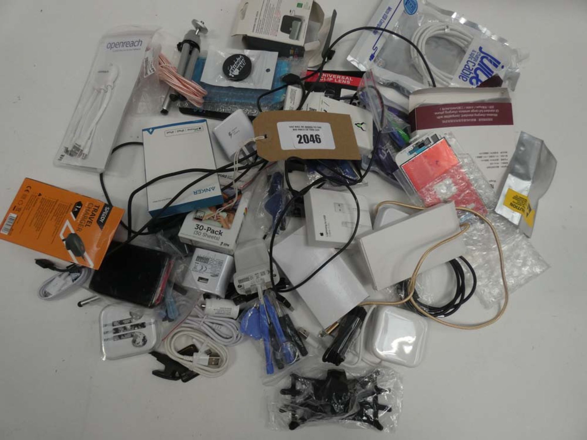 Bag containing quantity of various mobile phone accessories