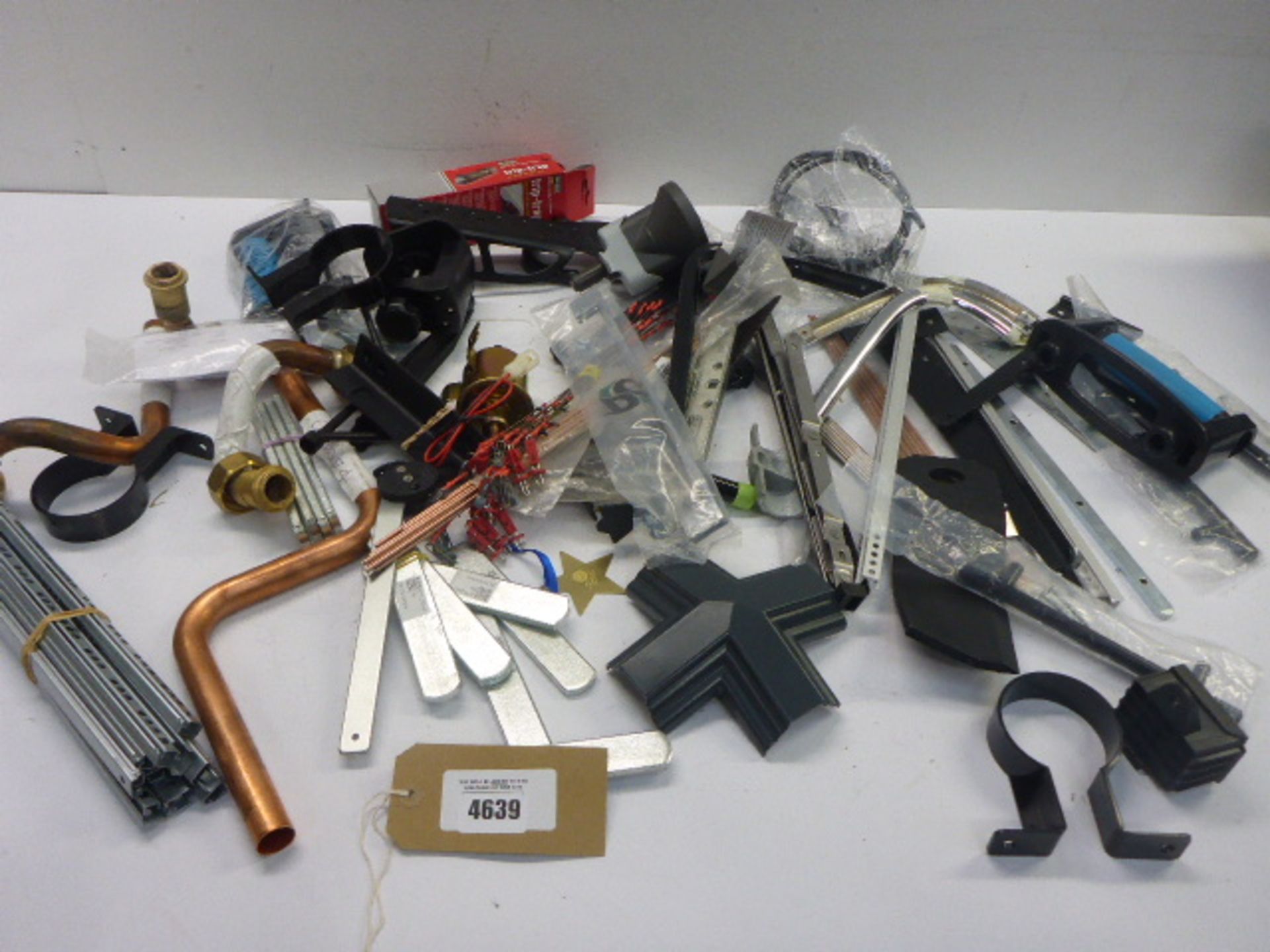 Drawer runners, copper pipe, metal plates, brackets, mouse trap etc