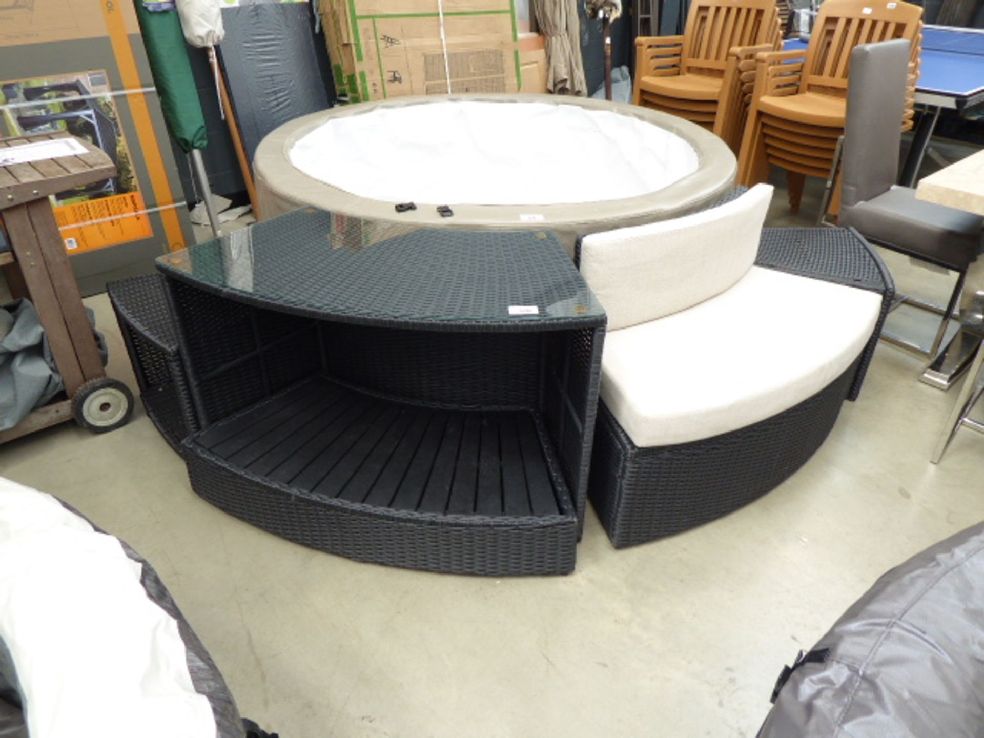 Rattan style lazy spa chair and table set