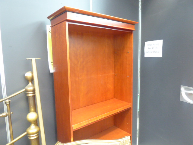 Cherry finished open fronted bookcase