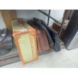Demob suitcase, a leather case plus a travelling suitcase