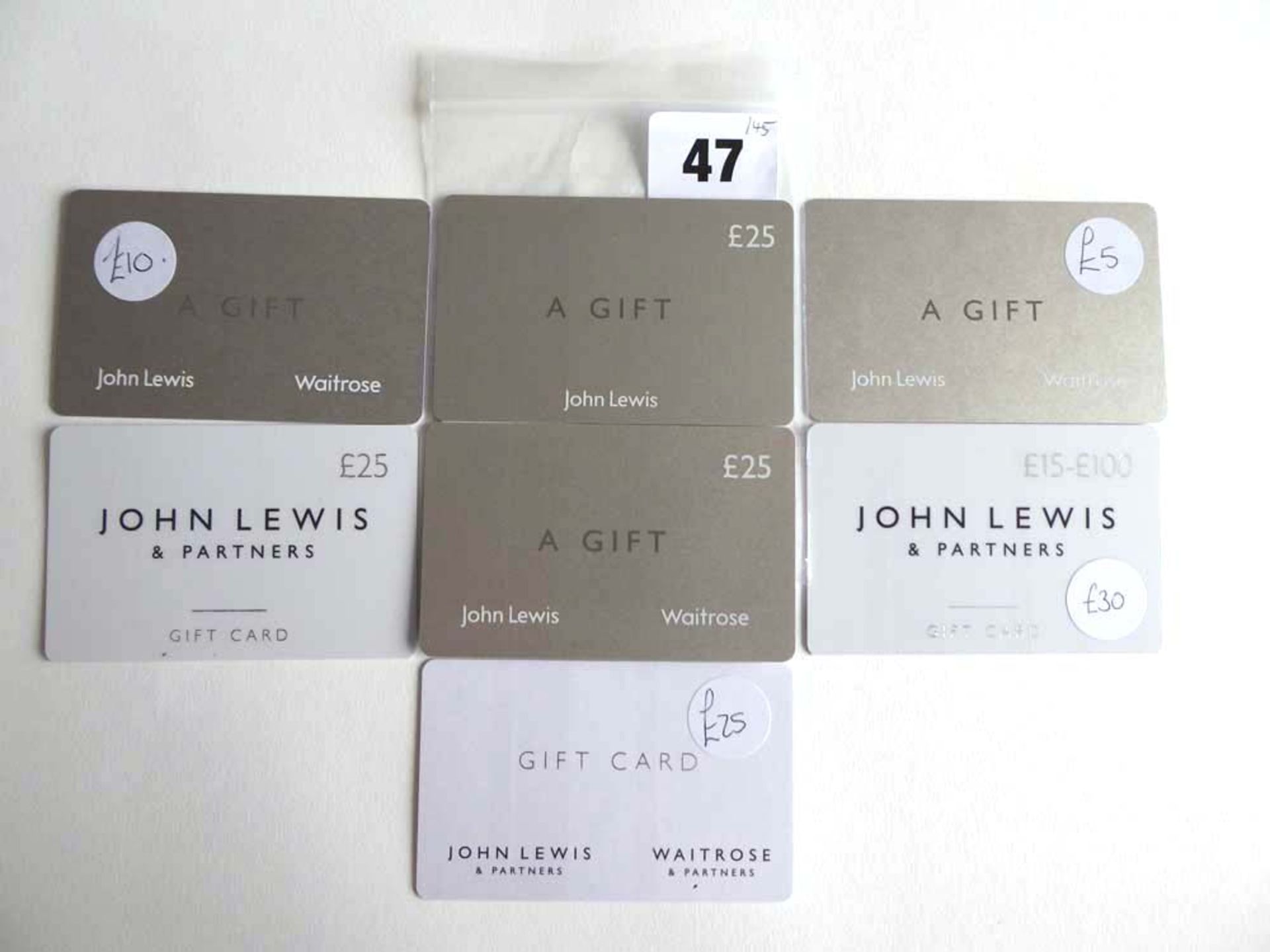 John Lewis (x7) - Total face value £145