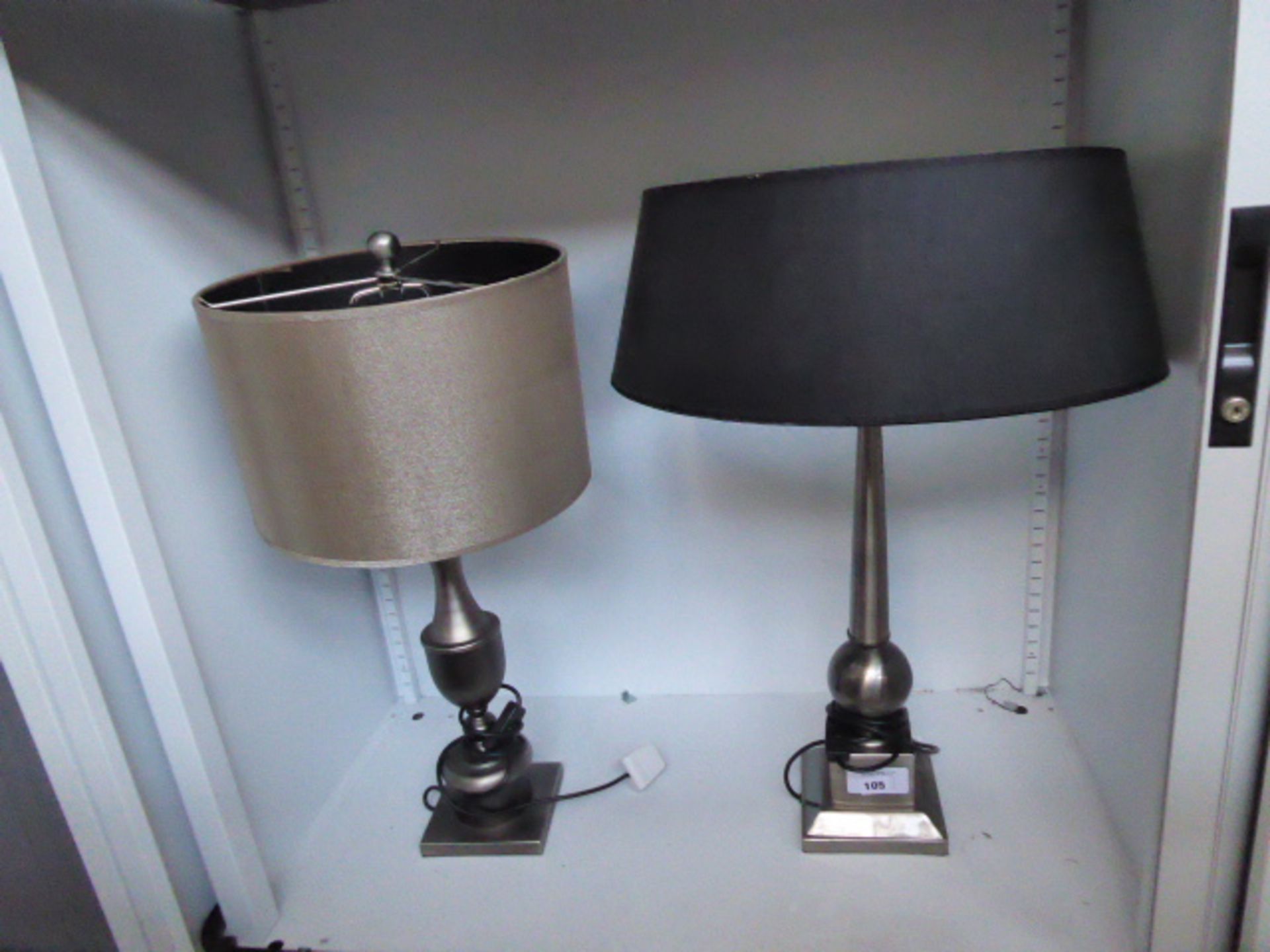 2 similar table lamps with shades and 5 amp sockets