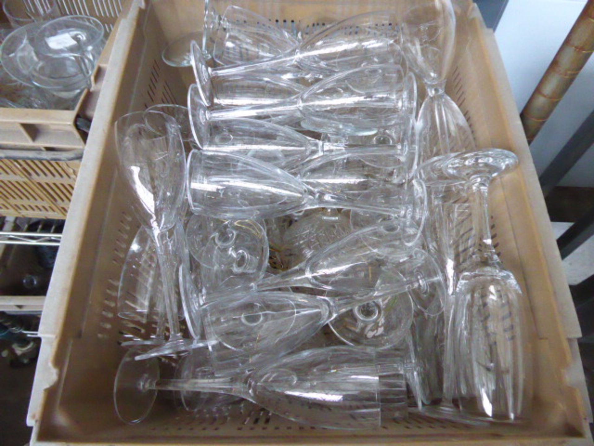 2 plastic stacking trays of assorted glassware - Image 2 of 4