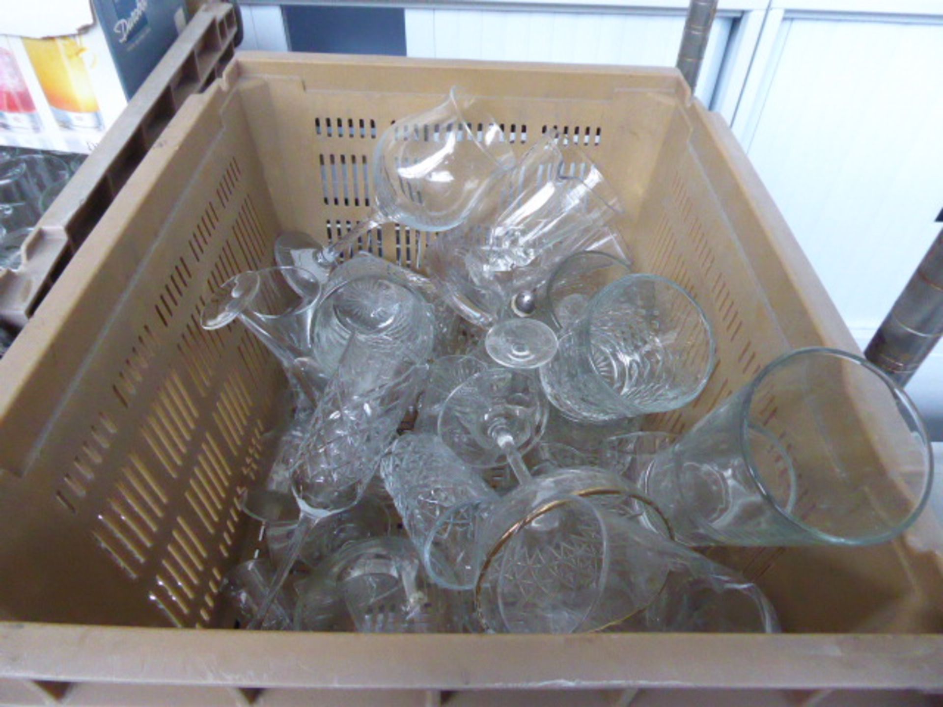 2 plastic stacking trays of assorted glassware - Image 2 of 4