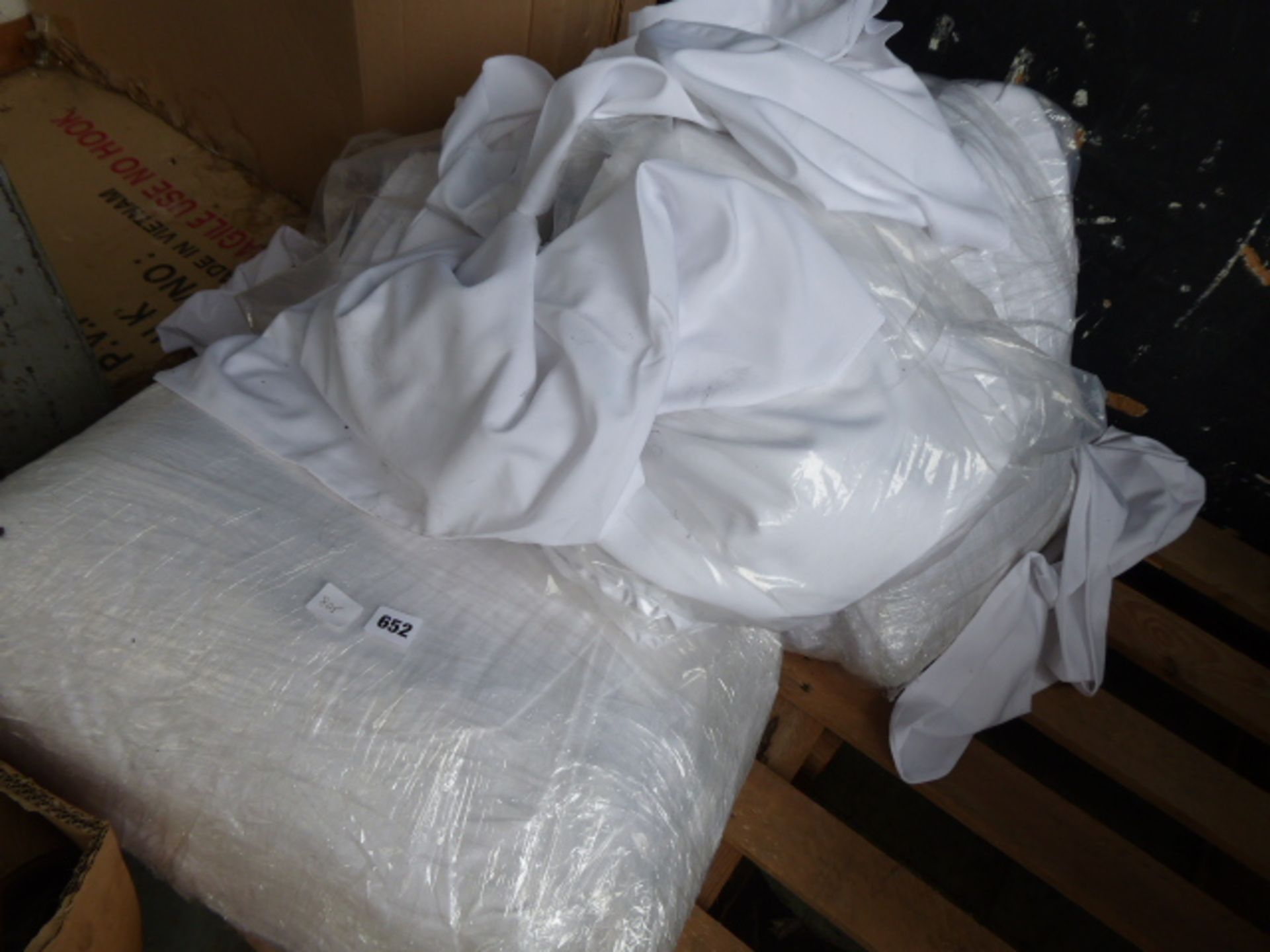 Half a pallet of white table linen
