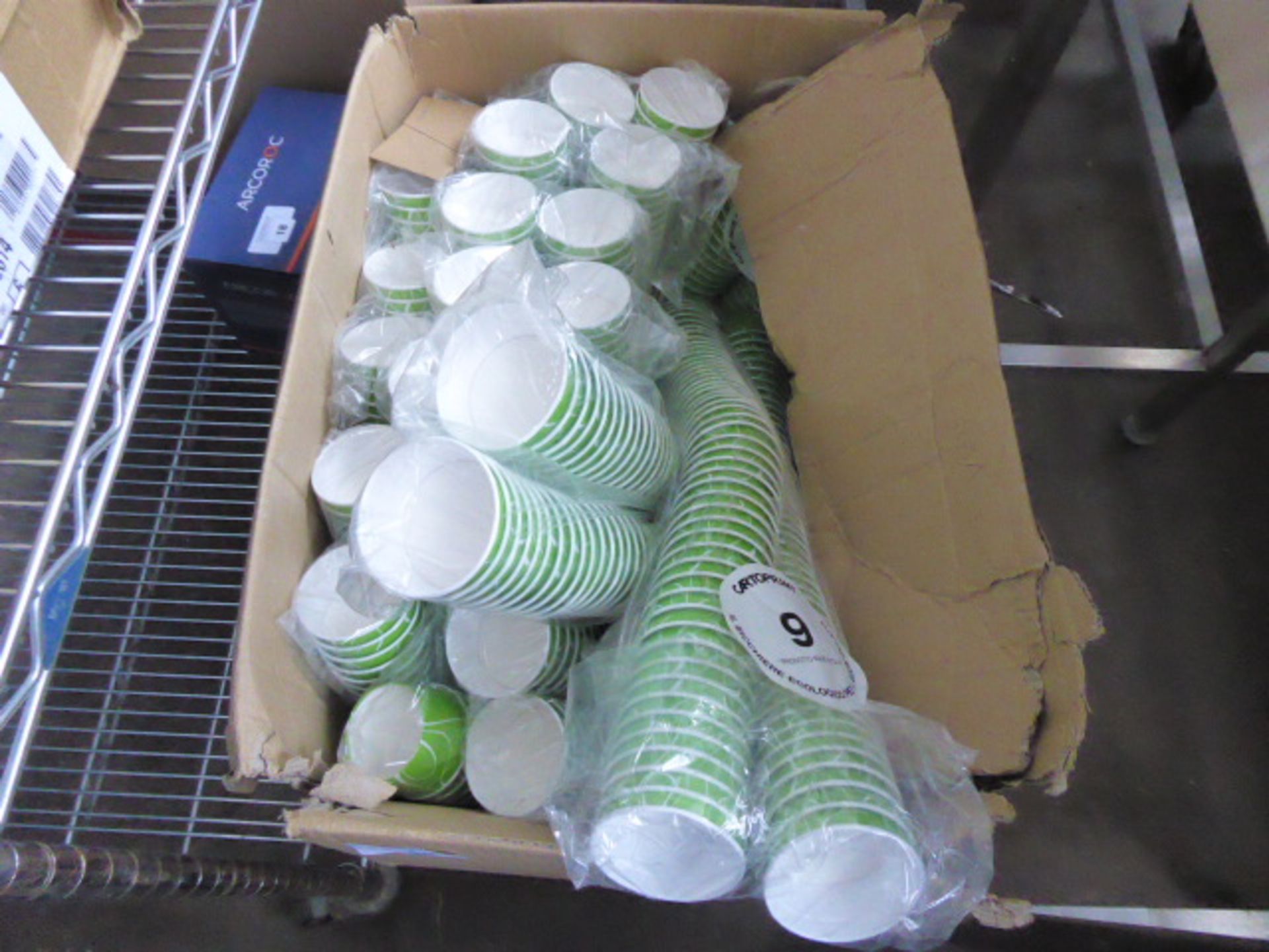 Large box of paper cups