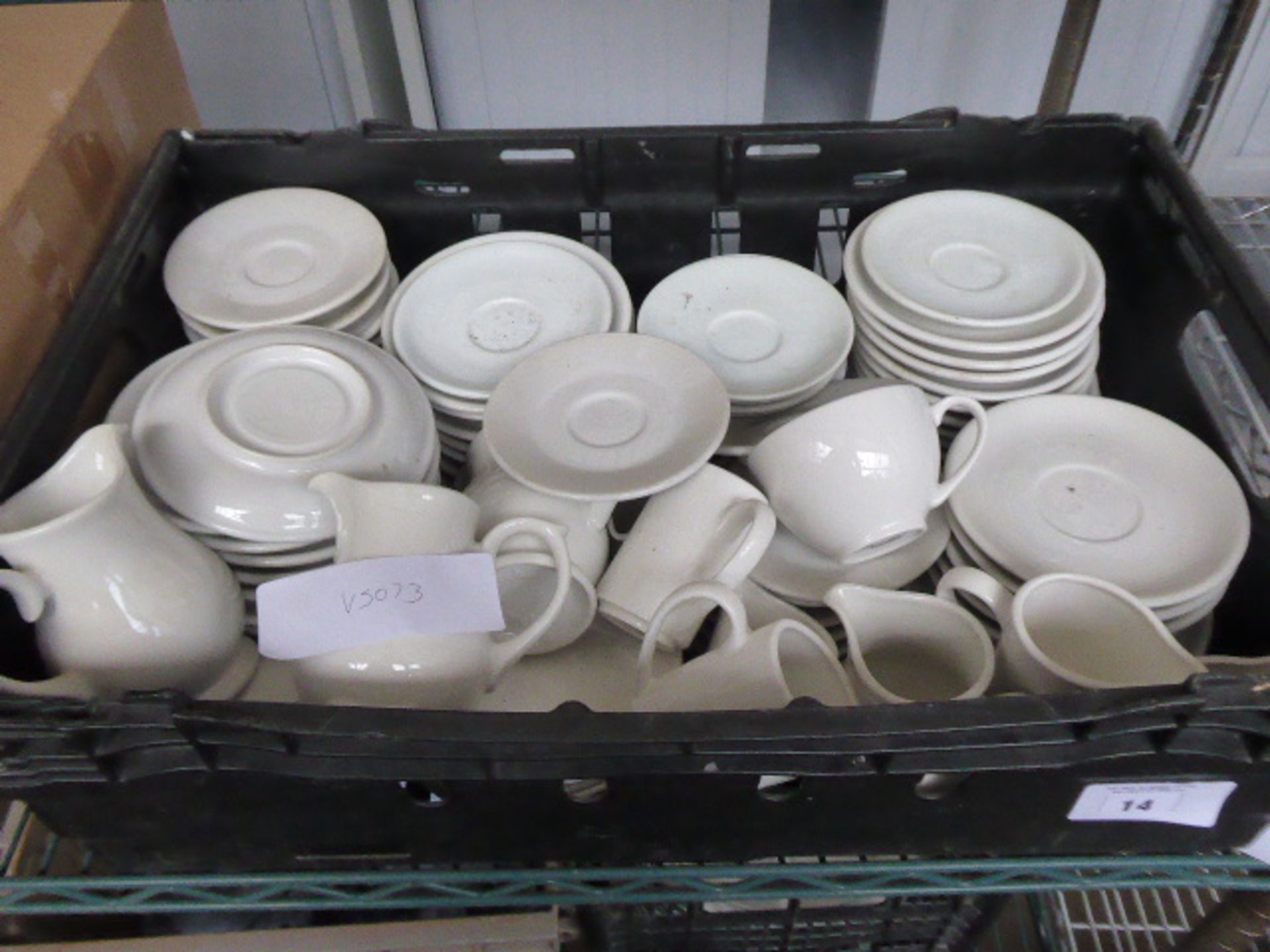 3 shelves of white crockery including teapots, teacups, divided dishes, creamers etc - Image 3 of 5