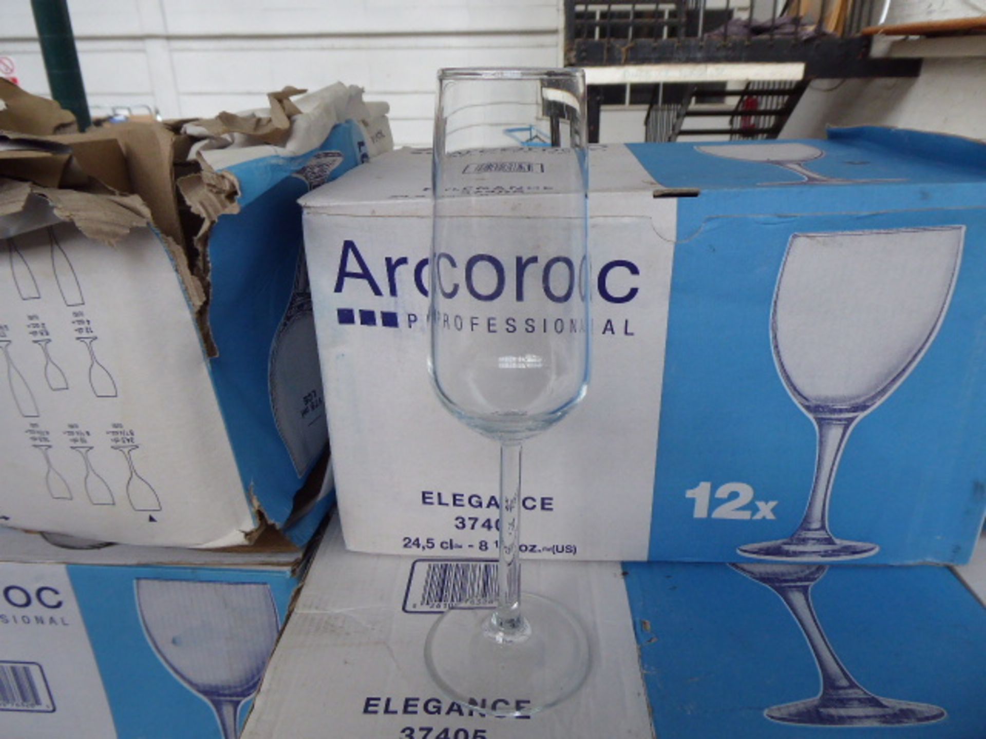 Shelf of 13 boxes of 12 arcoroc and other assorted glass - Image 2 of 2