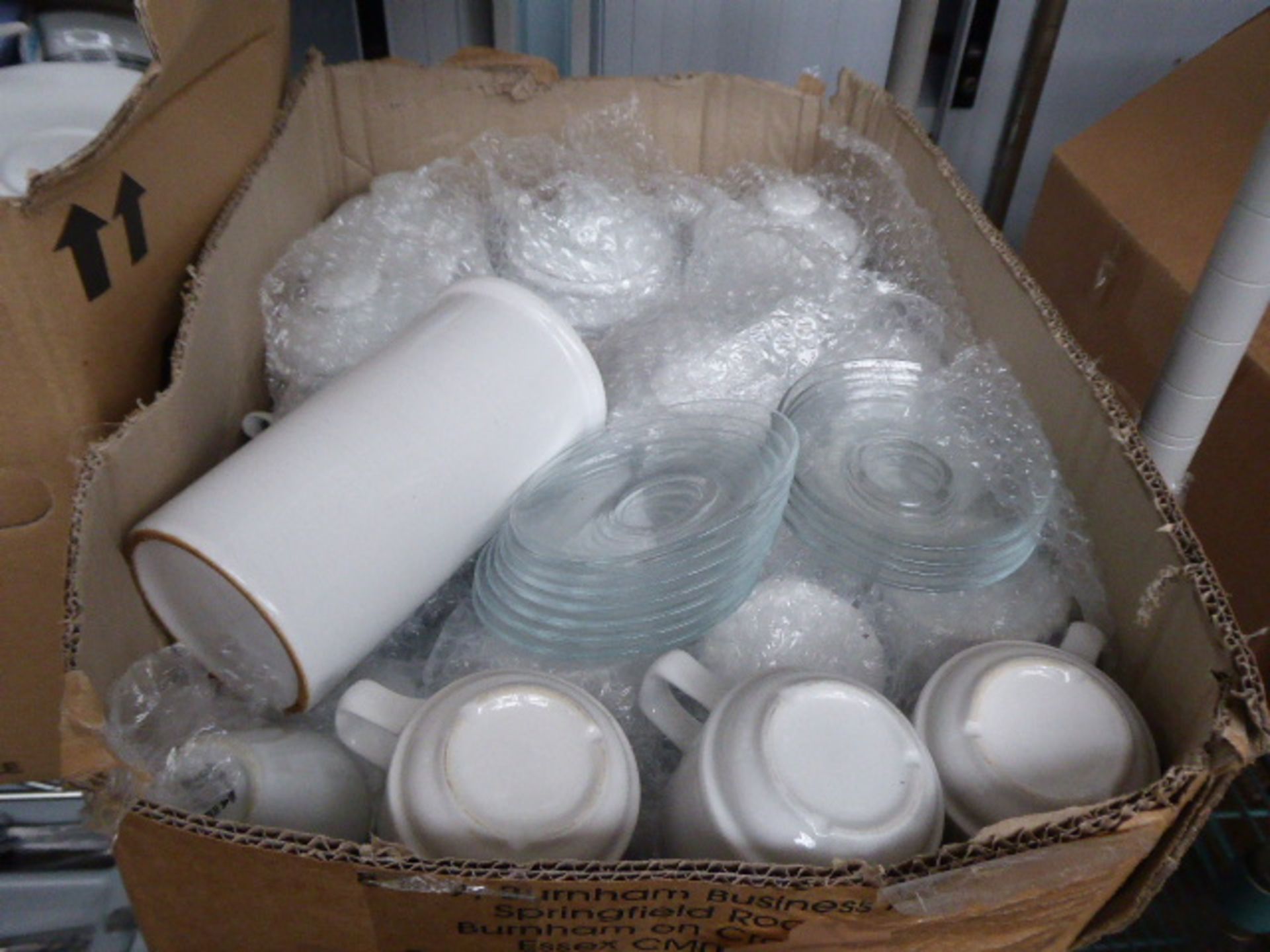 2 boxes of white crockery - mainly cups and saucers with some teapots and other items - Image 2 of 3