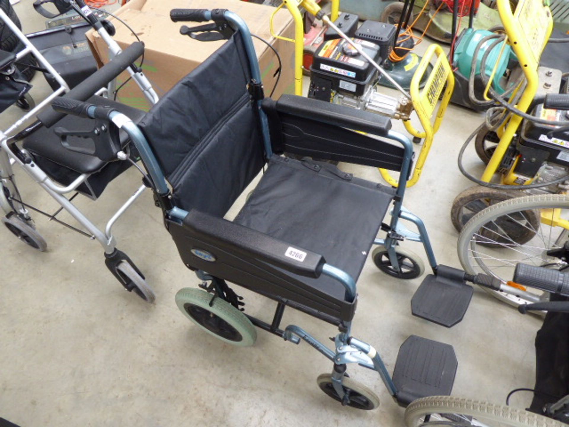 4282 Light blue 4 wheeled Escape folding wheelchair