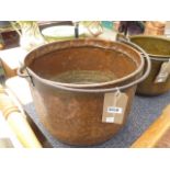 (9) Copper cauldron with swing handle