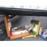 Cage containing 2 cutlery canteens plus collectors plates