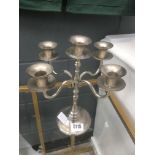 Silver plated 5 branch candle stick