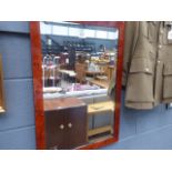 Rectangular bevelled mirror in burr walnut frame