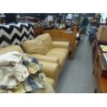 Pair of tan leather 2 seater Italsofas