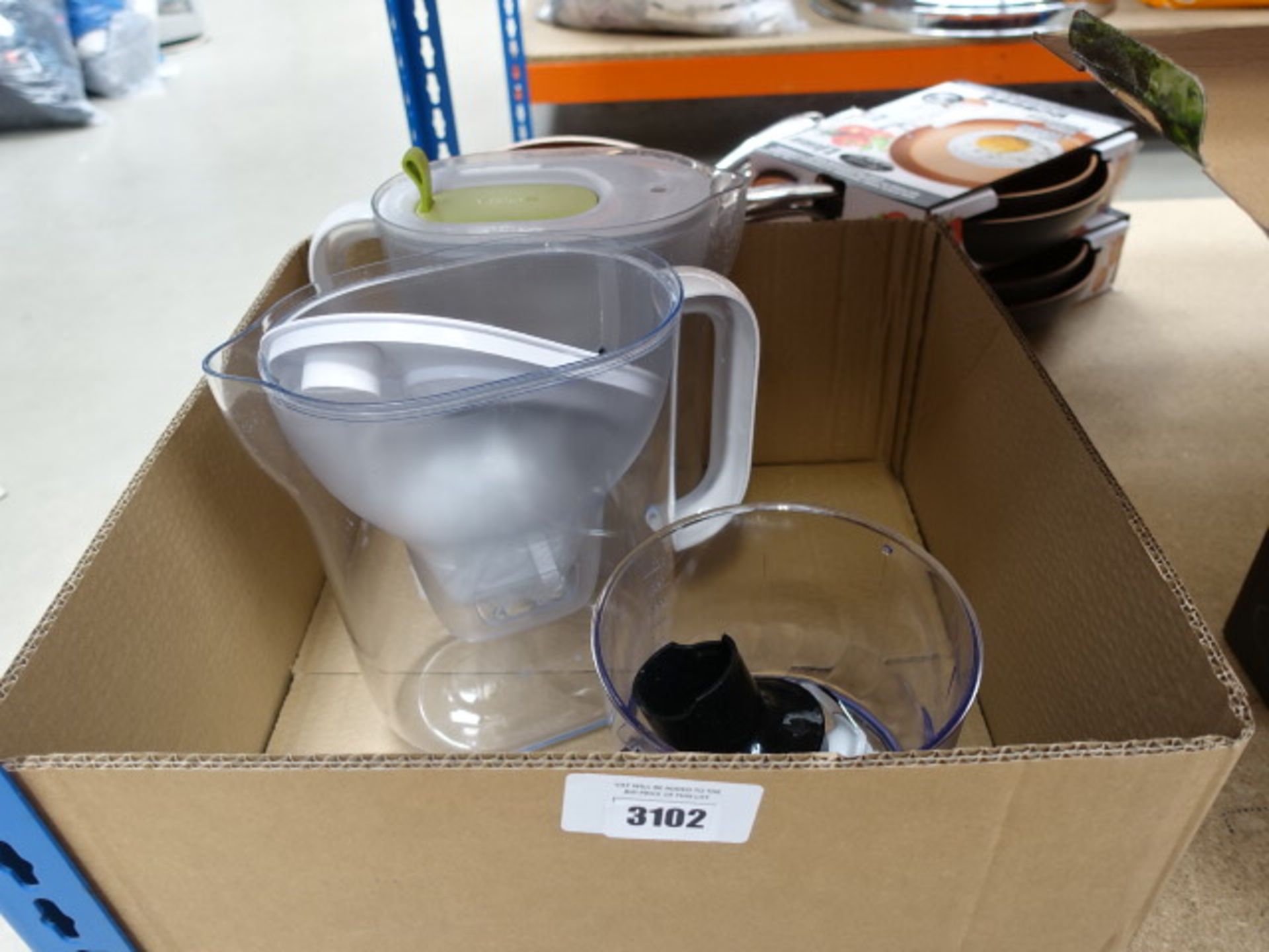 Box containing two Brita water filters and part mixer