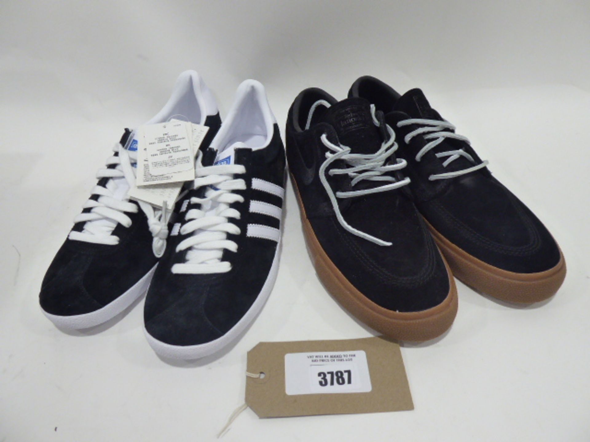 Adidas Gazelle trainers in black UK 11 and Nike SB trainers in black UK 10.5