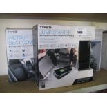 Boxed Type-S jump starter with Type-S wet suit seat covers and Type-S drive 360 dash cam