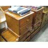 Pine low level chest of 2 over 2 drawers with 2 matching 2 drawer bedsides