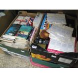 5 boxes of mixed housewares incl. books, camera equipment, magnets, etc.