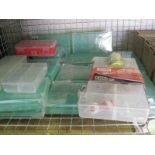 Quantity of various plastic fishing tackle organisers