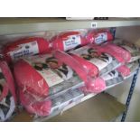 Shelf containing childs secure belt travel pillows