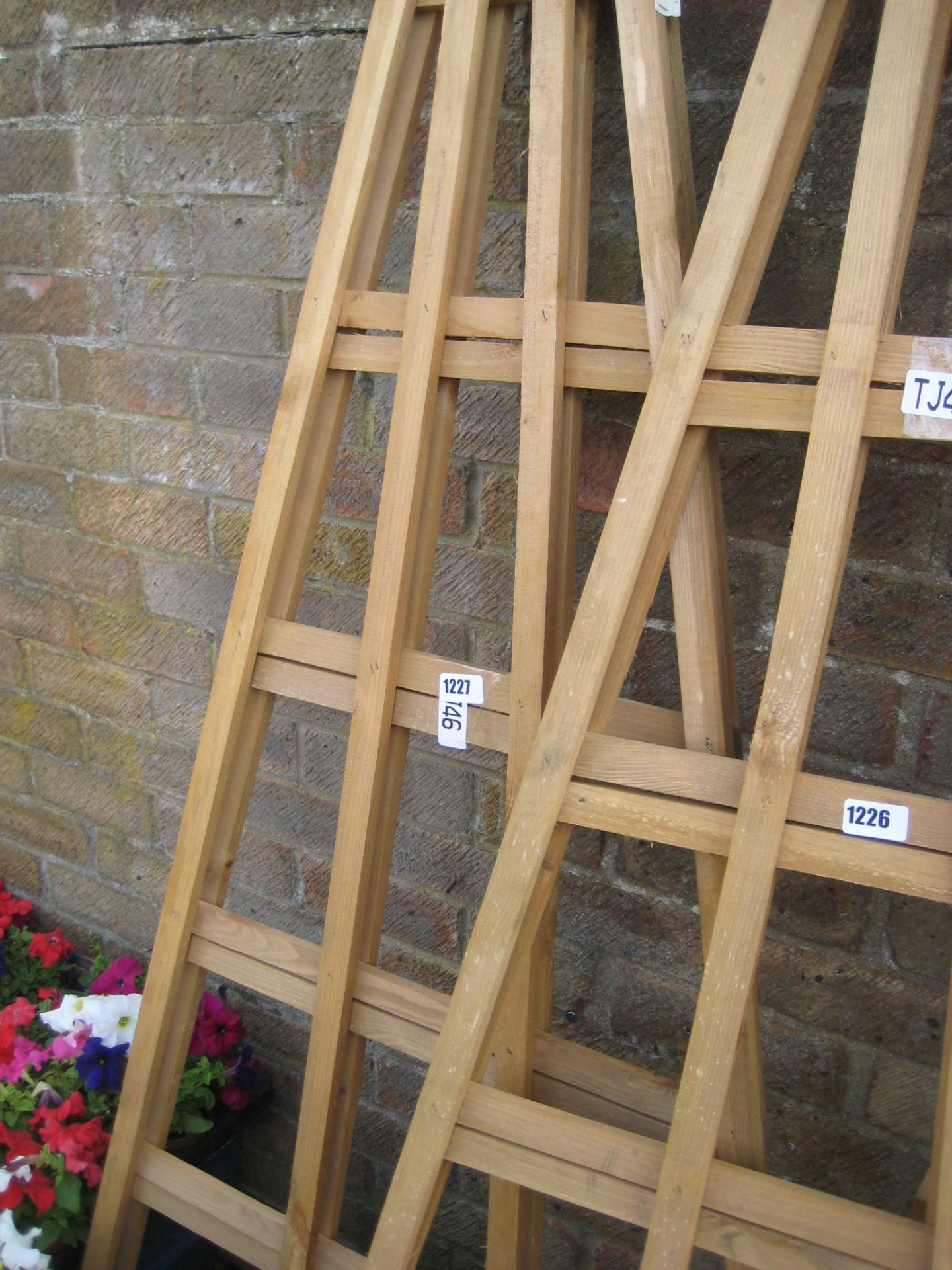Pair of triangular garden trellis panels