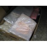 Box containing various bags and slippers?