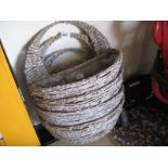 4 grey rattan planters